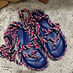Isabel Marant Blue and Pink Rope Sandals 38 / 8